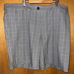 Houston White Plaid Shorts Mens XL Grey NEW Straight Leg SU25HW469B